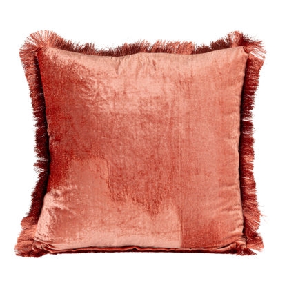 Throw Pillow Eyelash Fringe Clay Terracotta Bohemian Style
