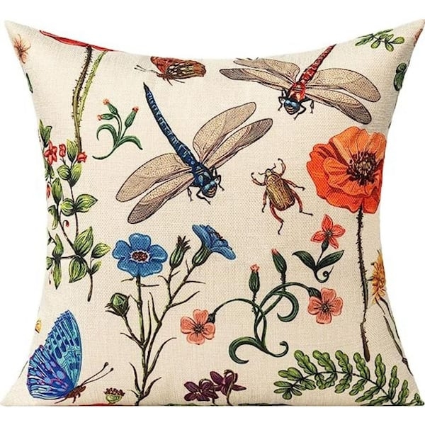 Throw Pillow: Farmhouse Botanical & Bird Print, Outdoor Cushion Set