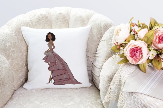 Throw Pillow Fashion Art Print Sketched Illustration Elegant