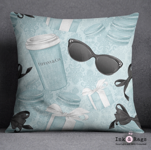 Throw Pillow Fashion Sketch Illustrated Print Teal Accents Modern