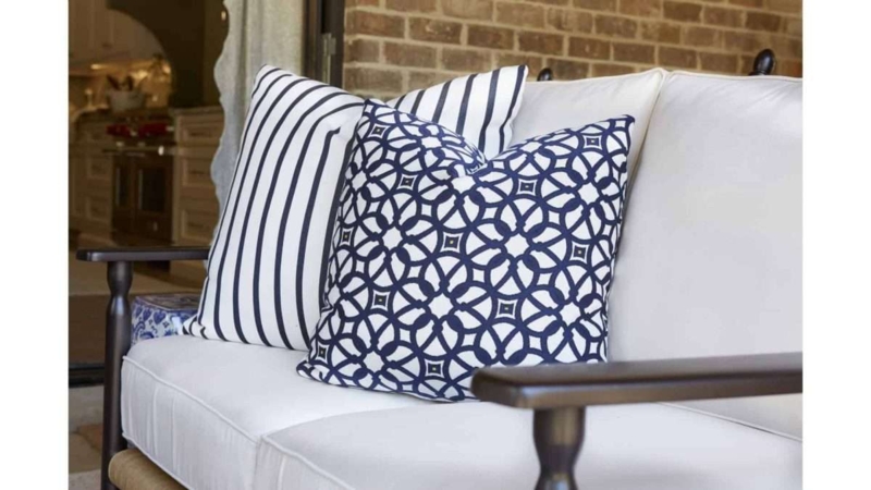 Throw Pillow featuring Aqua Blue Textured Weave for Coastal Vibe