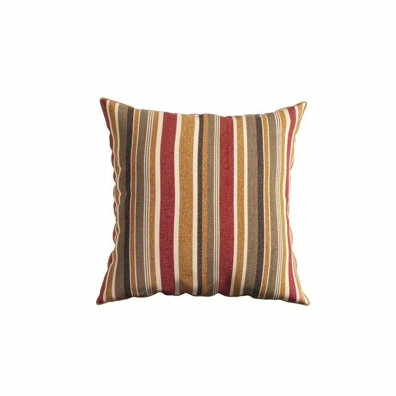 Throw Pillow featuring Redwood and Tan Striped Woven Fabric