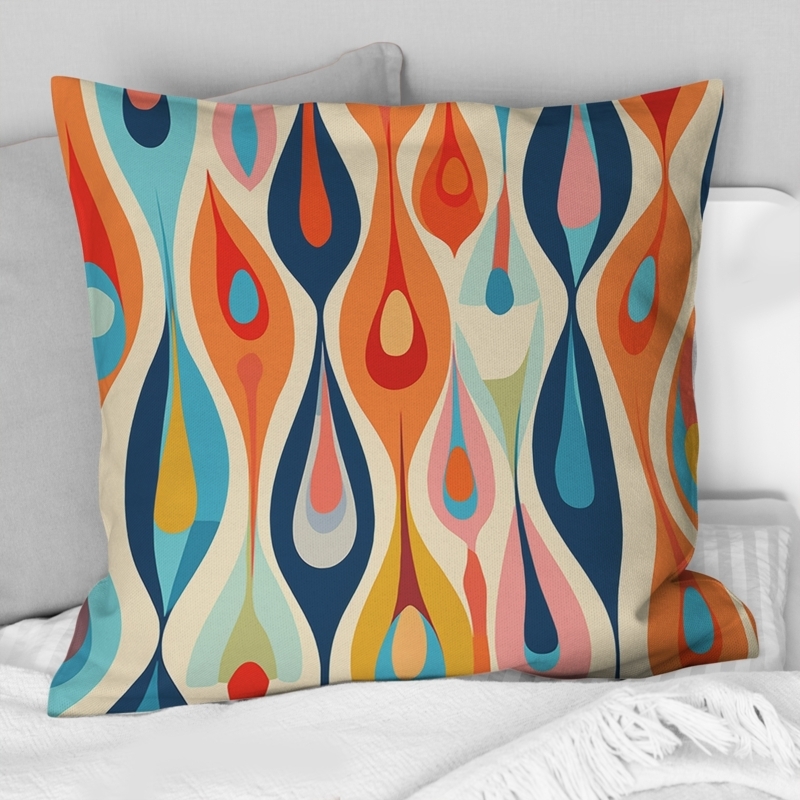 Throw Pillow featuring Retro Geometric Print in Warm Earth Tones