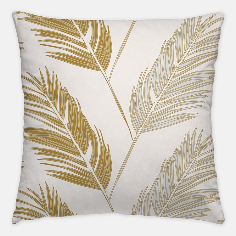Throw Pillow featuring Tropical Palm Pattern in Yellow and Navy Coastal Decor