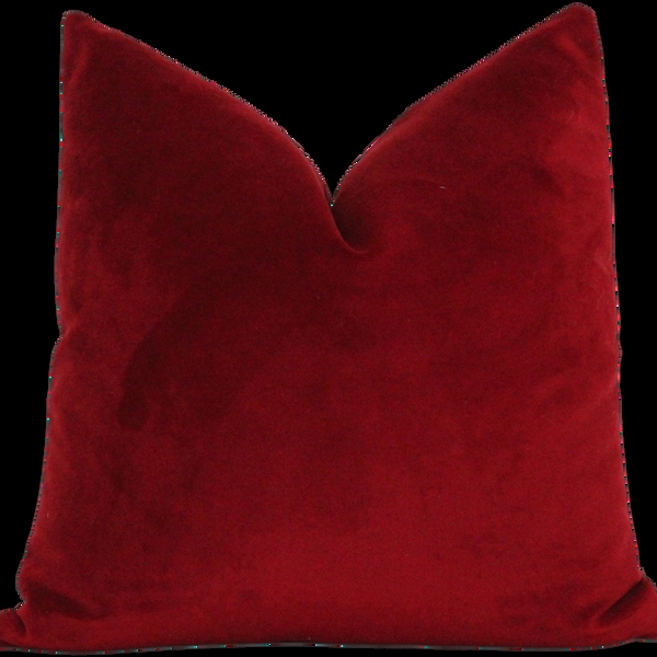 Throw Pillow Flange Border Ruby Red Velvet Plush Texture Soft Sheen Traditional