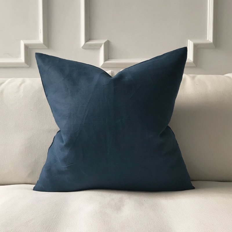 Throw Pillow Flanged Edge Linen Coastal Decor