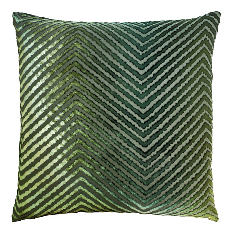 Throw Pillow Forest Green Burnout Velvet Chevron Tonal Glam