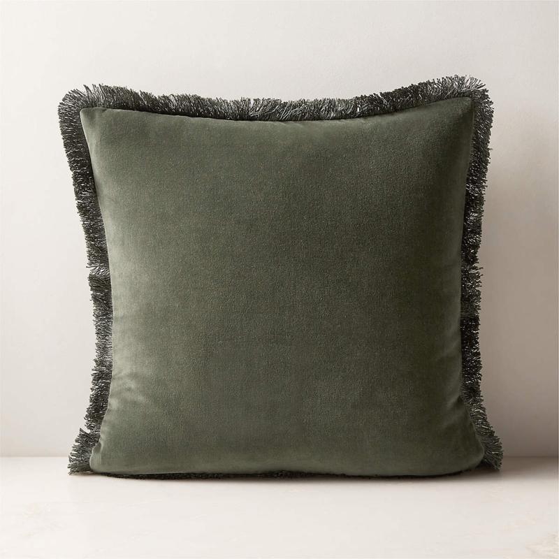 Throw Pillow: Forest Green Velvet, Plush Fill & Knife-Edge Finish