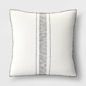 Throw Pillow Fringe Edges Cream And Black Woven Tactile Weave Modern