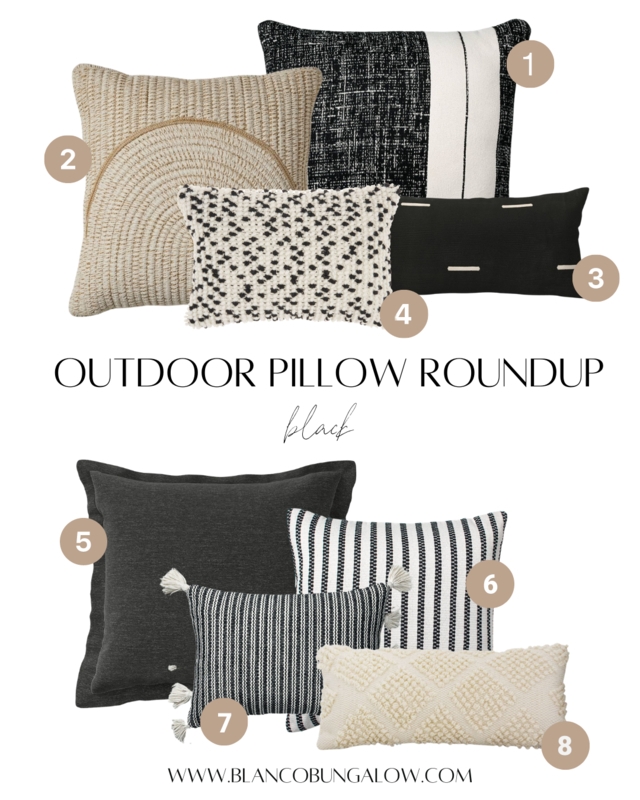 Throw Pillow Geometric Black White Oversized Tassels Boho Lounge Decor