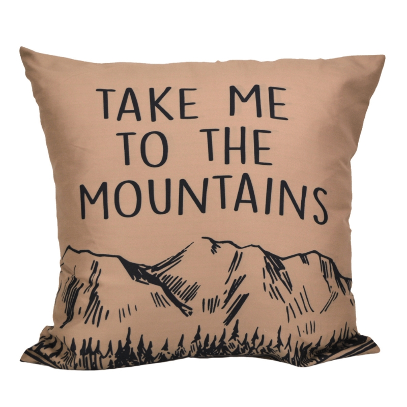 Throw Pillow, Geometric Border, Mountain Graphic, Southwestern Rustic Lodge