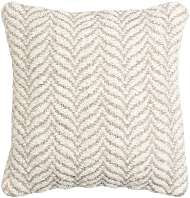 Throw Pillow Geometric Floral Pattern Ivory Muted Blue Piped