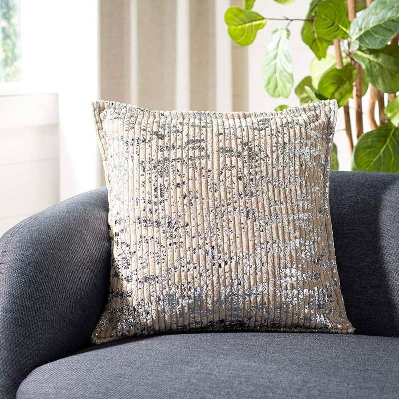 Throw Pillow Glam Metallic Finish Faceted Geometric Texture Cushion
