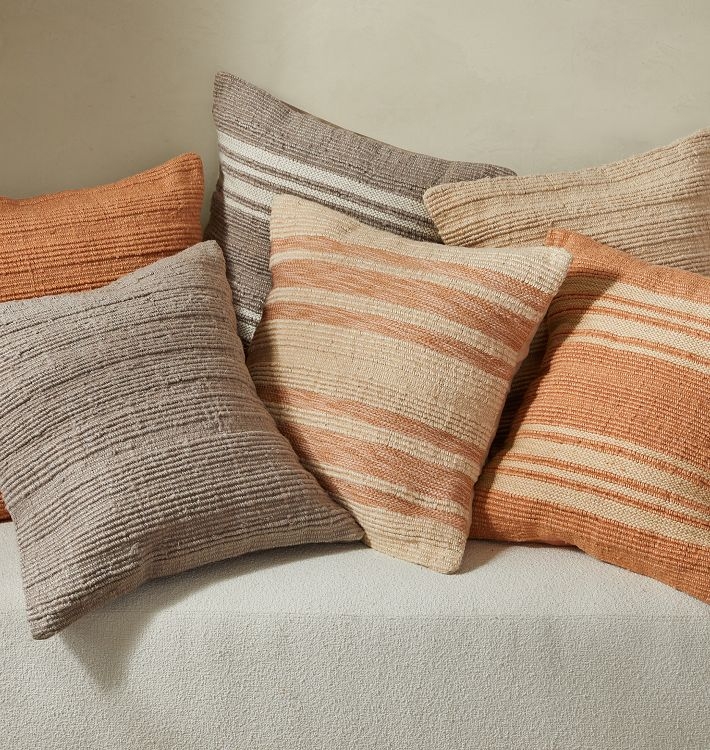 Throw Pillow Graphite Textured Woven Stripe Modern Transitional