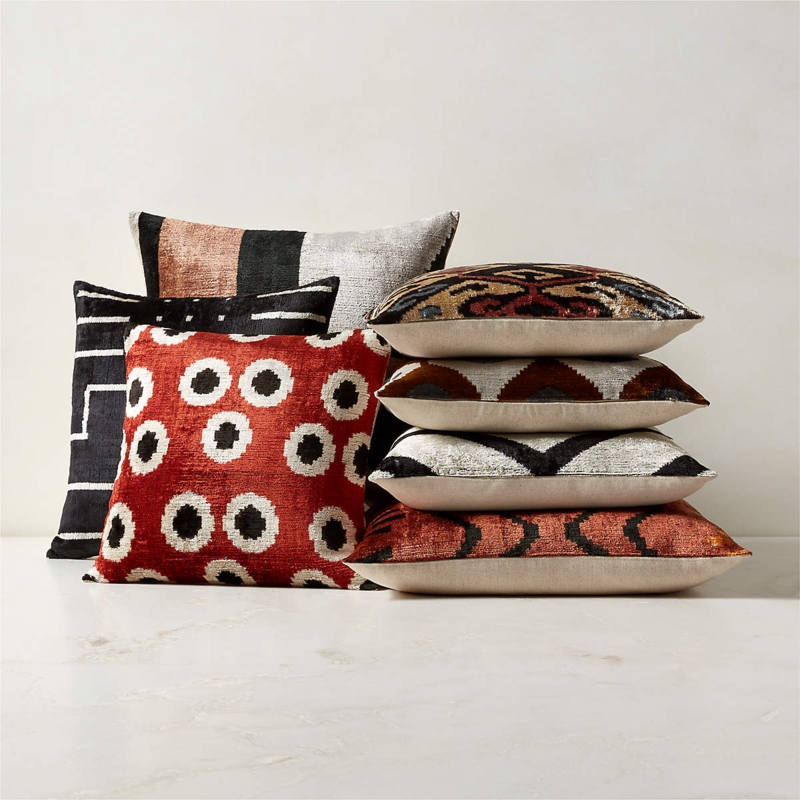 Throw Pillow Group: Turkish Silk Mixed Textures Teal Charcoal Global