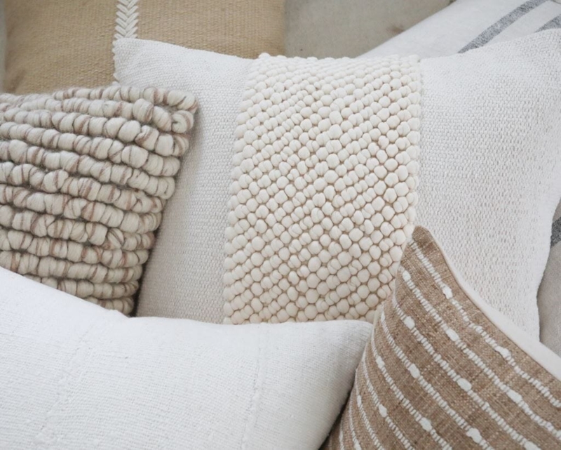 Throw Pillow Grouping Knotted Texture Monochromatic Bohemian