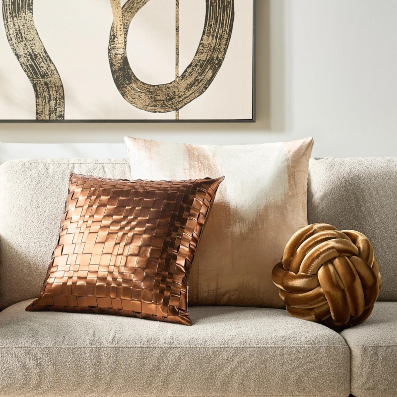 Throw Pillow Grouping with Spherical Ball Shape and Cozy Boucle Material
