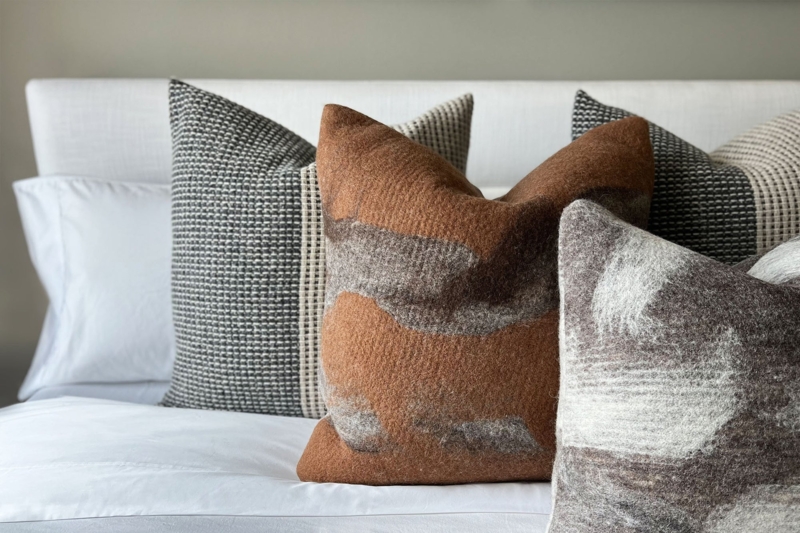 Throw Pillow Heavy Woven Redwood Coarse Decorative Cushion