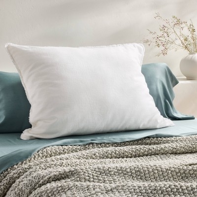Throw Pillow: Heavyweight Texture Linen-Like Fabric, Minimalist Off-White.