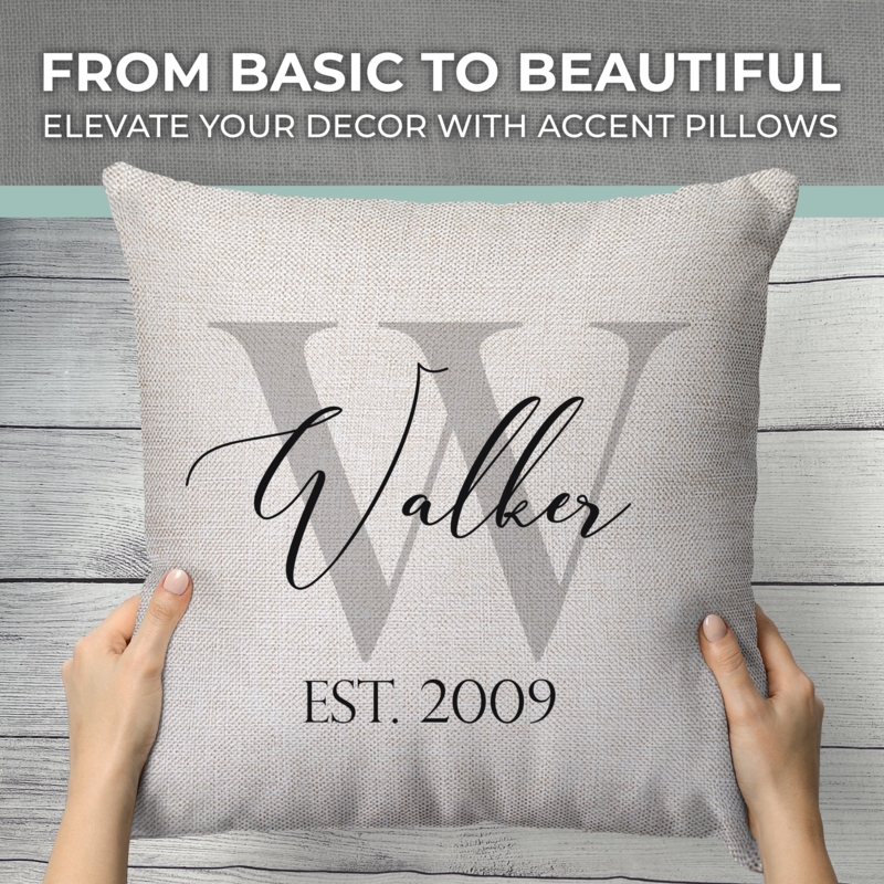 Throw Pillow High Contrast Monogram Cream and Black Contemporary
