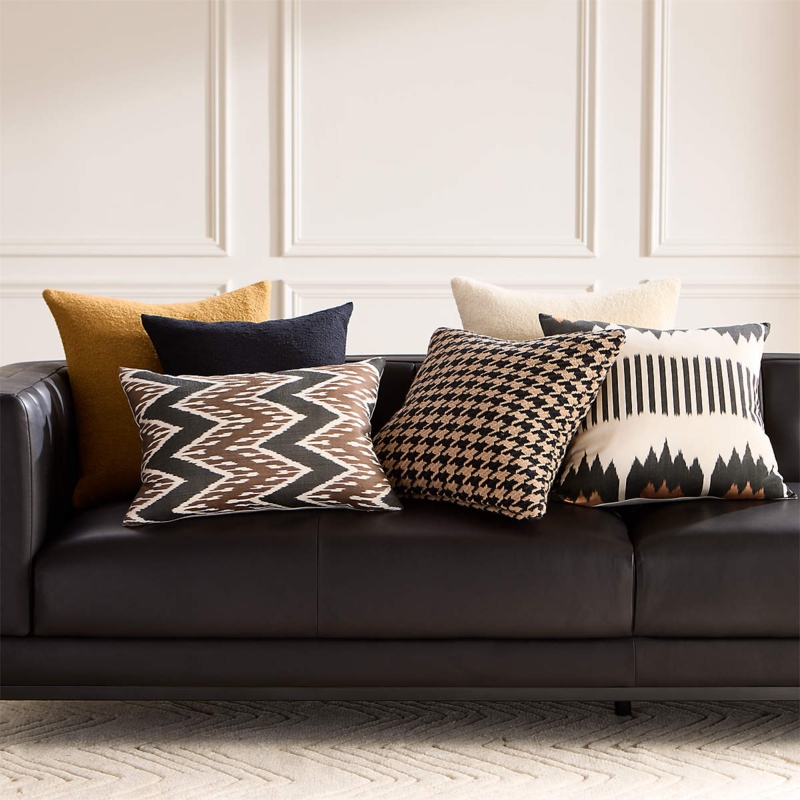 Throw Pillow Houndstooth Pattern Black Cream Contemporary