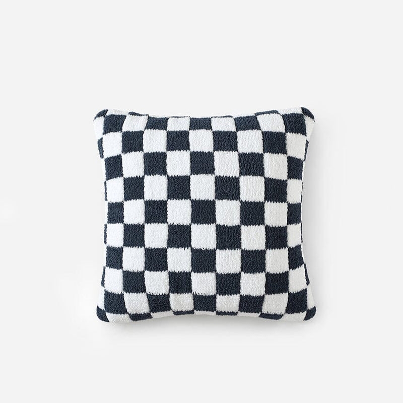 Throw Pillow in Sage Green Checkerboard, Plush Pile Texture