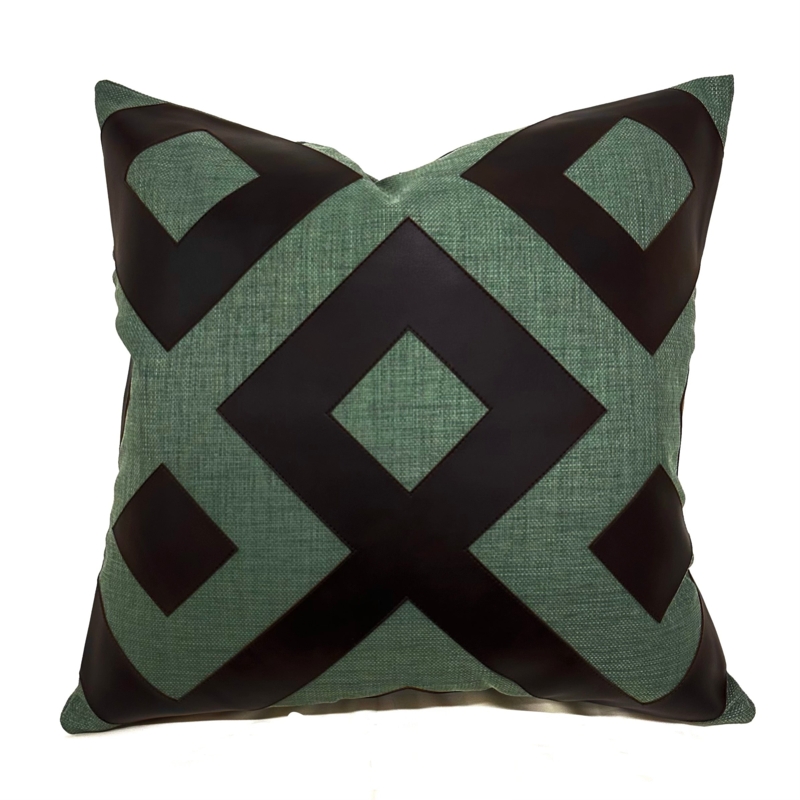 Throw Pillow in Sage Green Palette with Modern Circular Applique