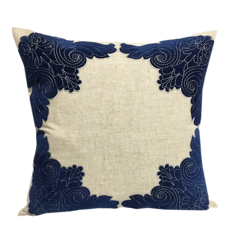Throw Pillow in Sapphire Blue Palette with Geometric Medallion