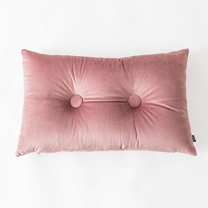 Throw Pillow in Terracotta Velvet with Button Tufting