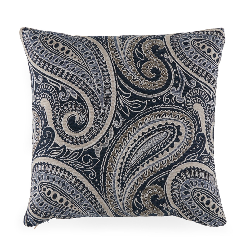 Throw Pillow Indigo Blue Woven Texture Piped Edges Classic Decor