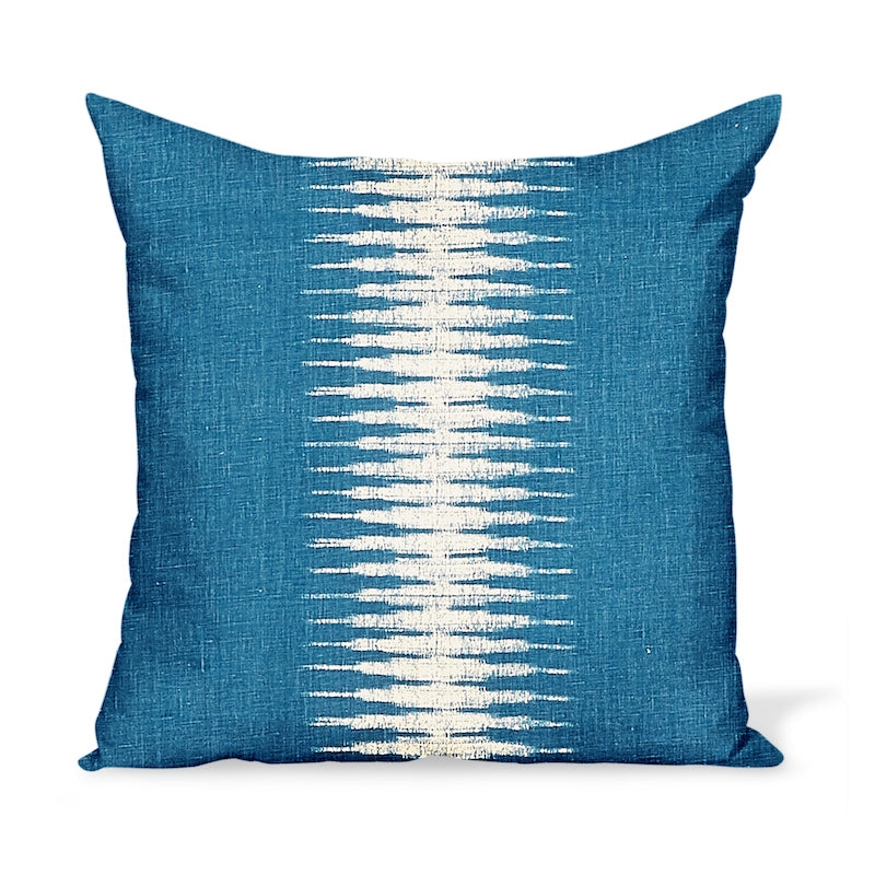 Throw Pillow Indigo Ikat Linen Plump Classic Transitional