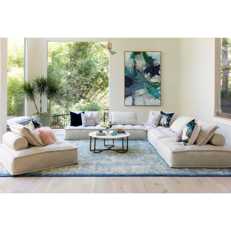 Throw Pillow Indigo Woven Texture Geometric Weave Coastal Earthy