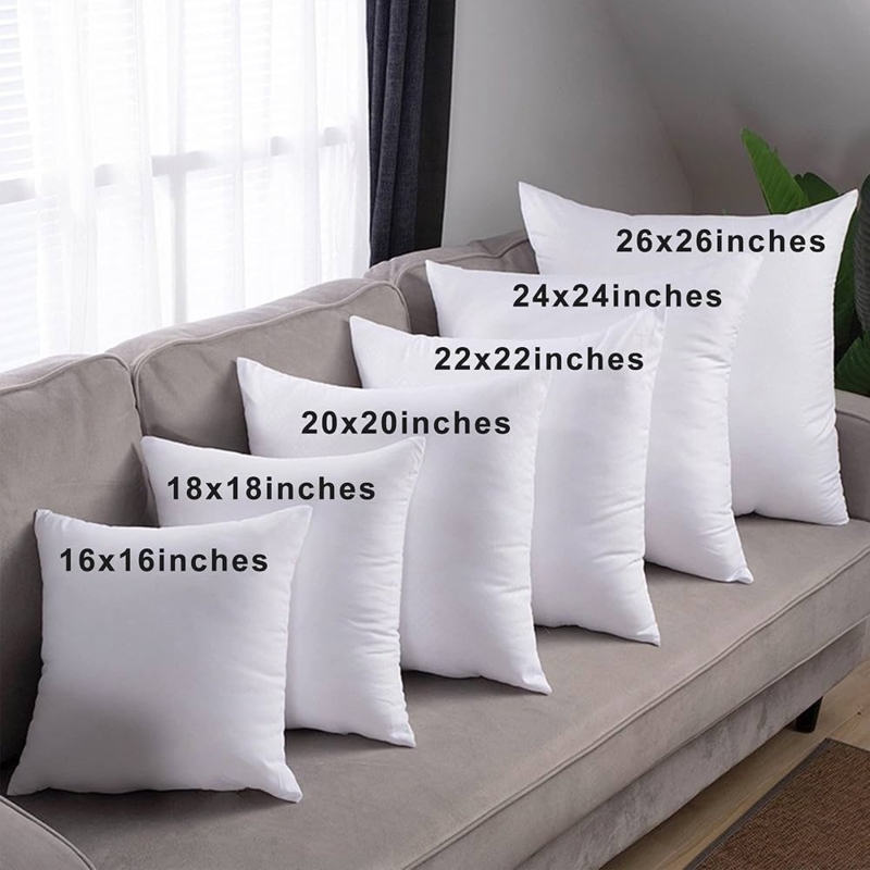 Throw Pillow Insert, Piped Edges Full Loft White Cotton 16x16 Forms