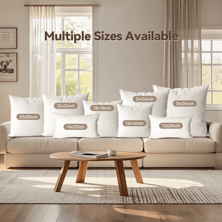 Throw Pillow Insert Plump Knife Edge Square White