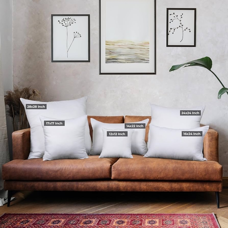 Throw Pillow Insert Set of 4 Microfiber Casing High Loft White