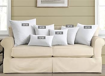 Throw Pillow Insert Set, Plump Overstuffed Sofa Pillow Base, White