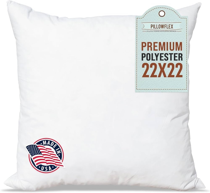 Throw Pillow Insert: Square White Plump Fill, Decorative Pillow Form.