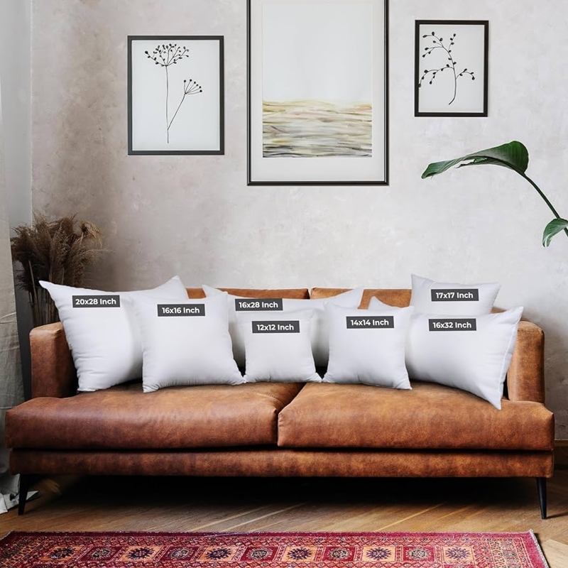 Throw Pillow Inserts, Set of 4 High Loft Square White Stuffers