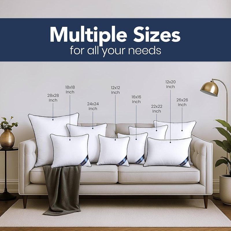 Throw Pillow Inserts, Set of Four High Loft White Cushion Stuffer