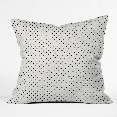 Throw Pillow Irregular Black Polka Dots Varying Size Minimalist
