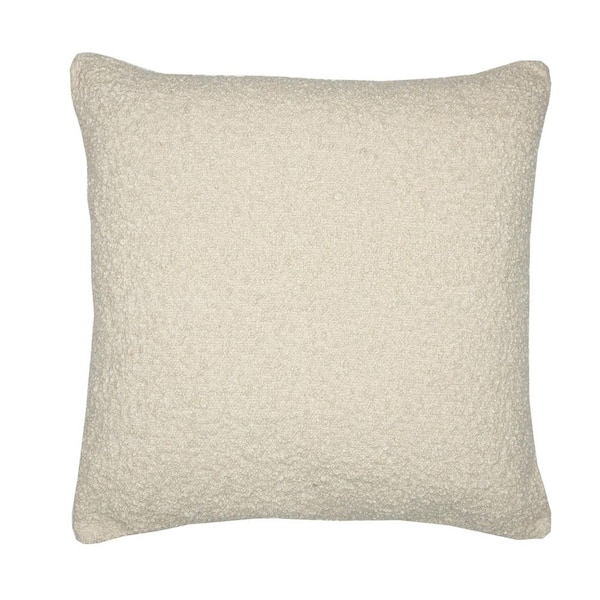Throw Pillow, Ivory Boucle Texture with Knotted Yarn Surface