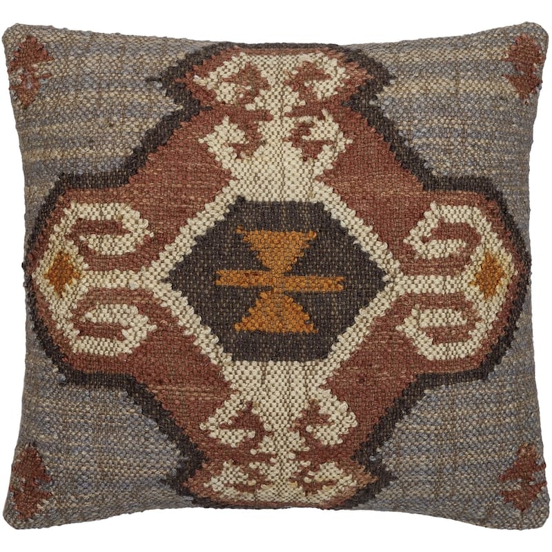 Throw Pillow Large Scale Medallion Knife Edge Matte Navy Contrast Decor