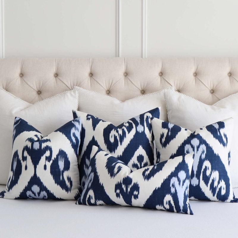Throw Pillow Large Scale Navy Ikat Graphic Bedroom Accent