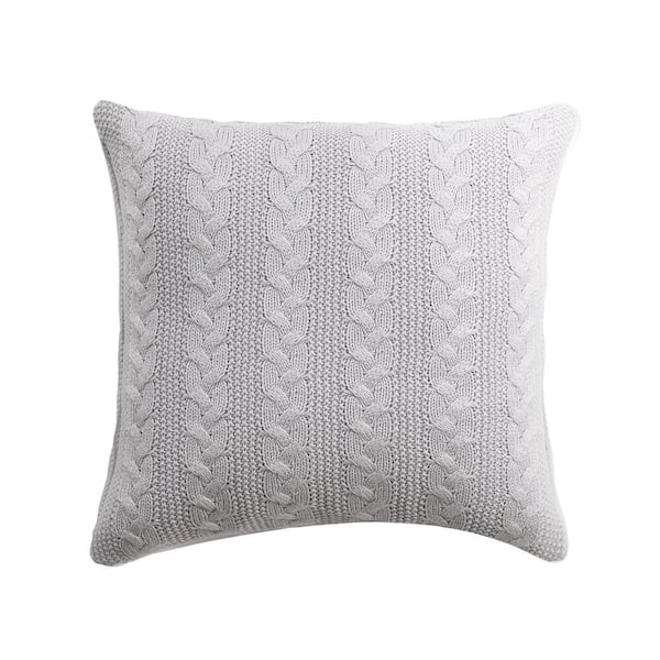 Throw Pillow Light Gray Cable Knit, nordic cable knit pillow