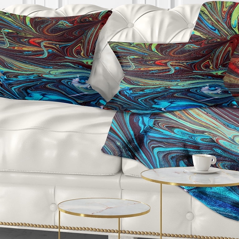 Throw Pillow Lumbar Acrylic Pour, modern abstract lumbar pillow