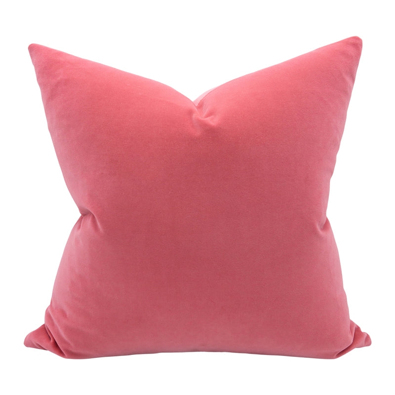 Throw Pillow, Lustrous Coral Velvet, Plush Fill, Glam Transitional Style
