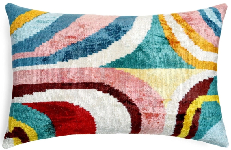 Throw Pillow Luxury Geometric Woven Pattern Velvet Pairing Navy Red