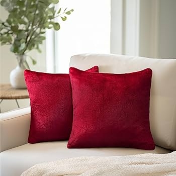 Throw Pillow Maroon Velvet Texture Soft Sheen Plush Pile Boho Chic style