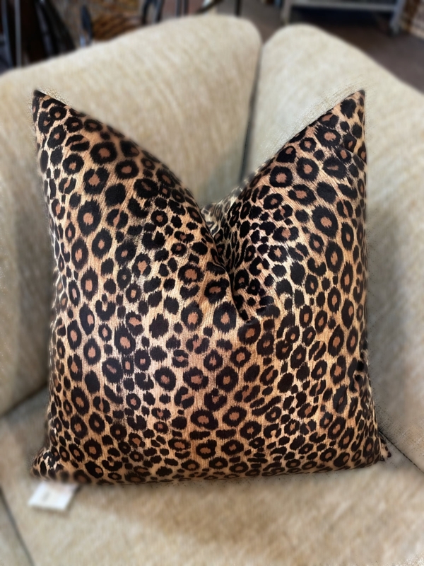 Throw Pillow Matte Leopard Print Knife Edge Earth Tone Accent