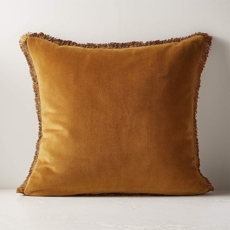 Throw Pillow, Matte Velvet, Piped Edges, Square, Mid-Century Style Accent